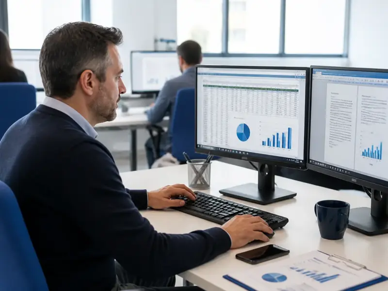 Adulto al computer durante un corso di Informatica e Office