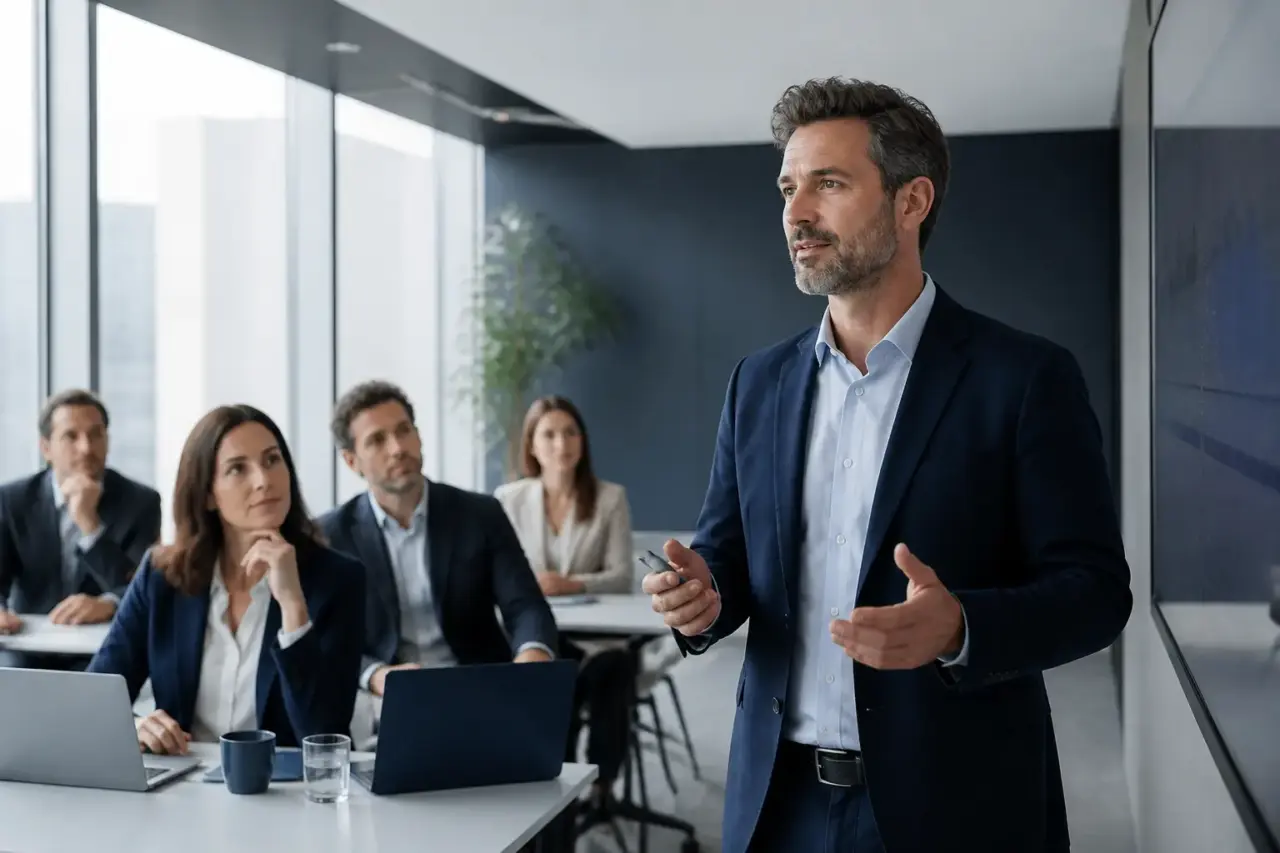 Professionisti durante una sessione strategica sull’adozione dell’Intelligenza Artificiale