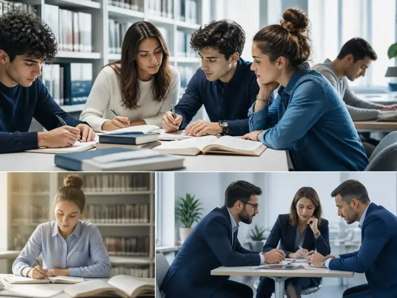 Giovani adulti impegnati nella preparazione universitaria e concorsuale