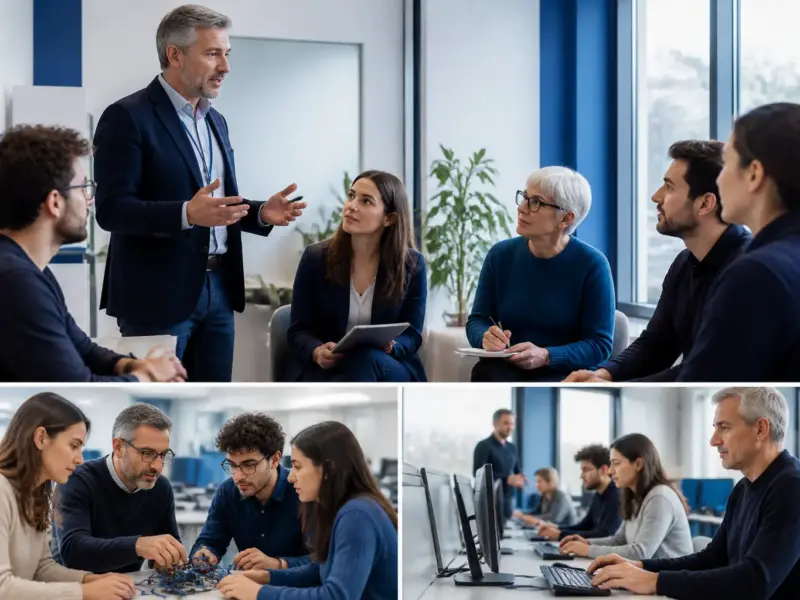 Adulti durante una sessione di orientamento professionale e formazione