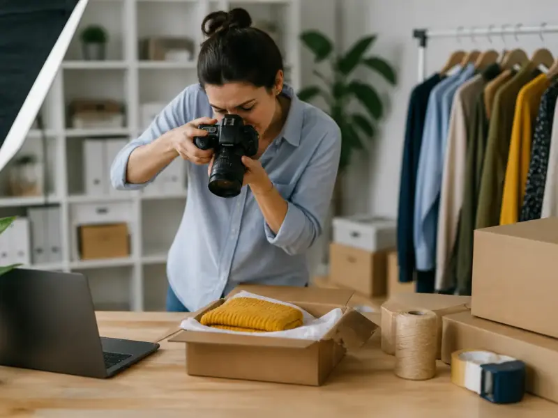 Tecnico e-commerce durante la gestione di un catalogo online