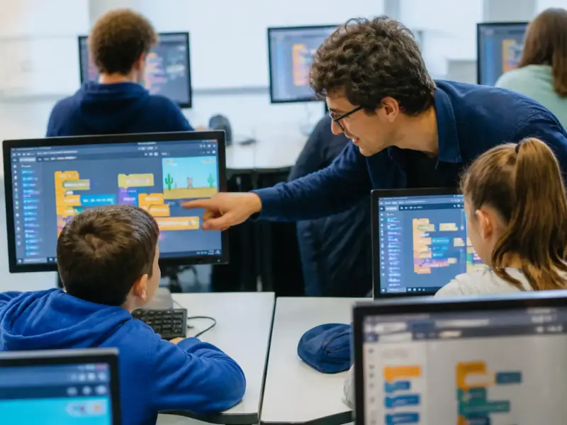 Studenti impegnati in un’attività di coding visuale