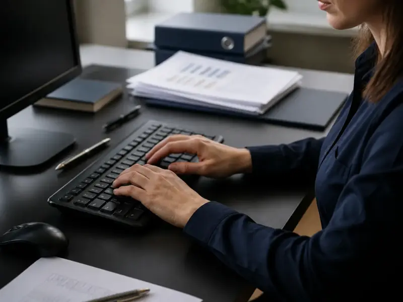 Persona che esercita velocità e precisione nella scrittura digitale