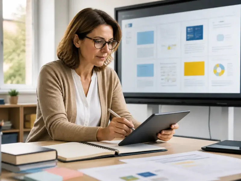 Docente che progetta attività didattiche digitali