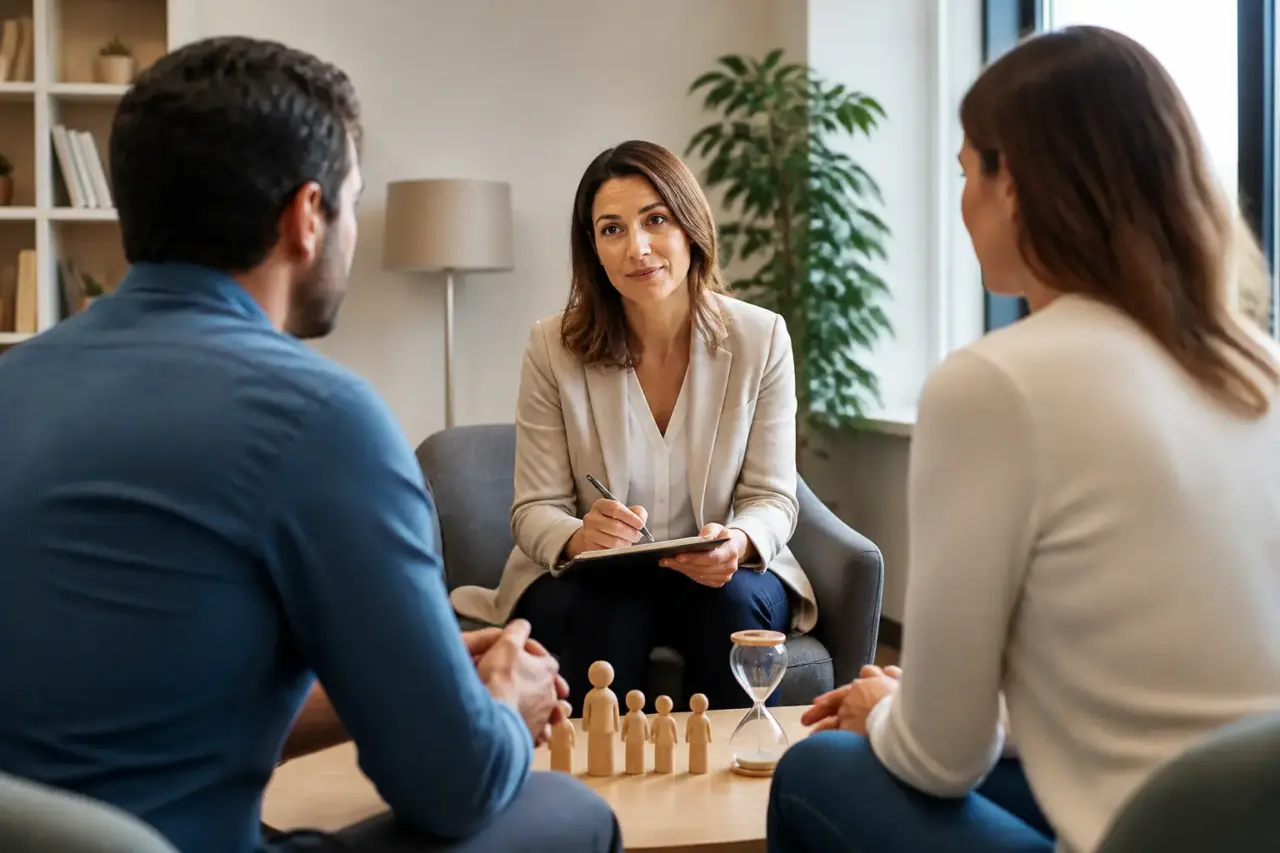 Mediatore familiare durante una sessione professionale