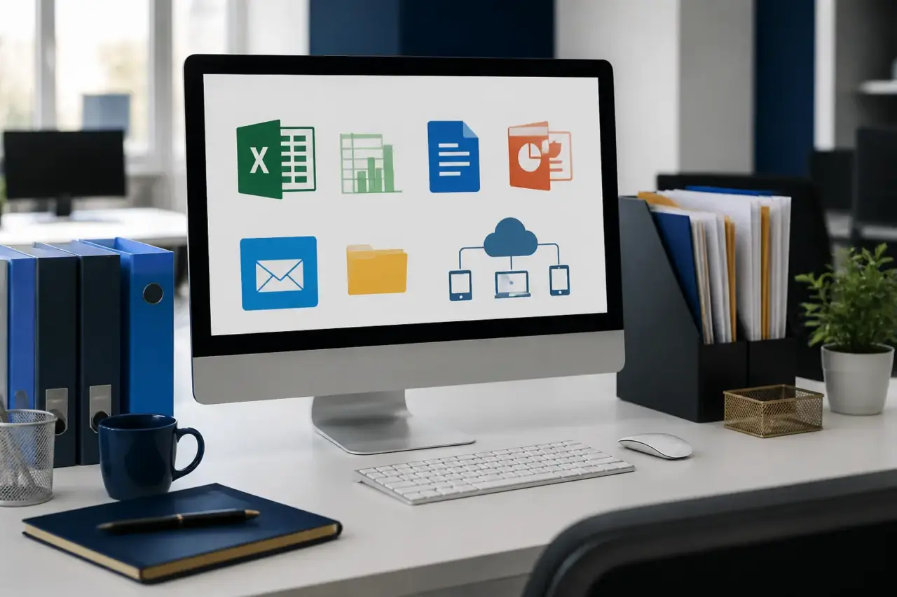 Postazione informatica con strumenti Office e risorse digitali