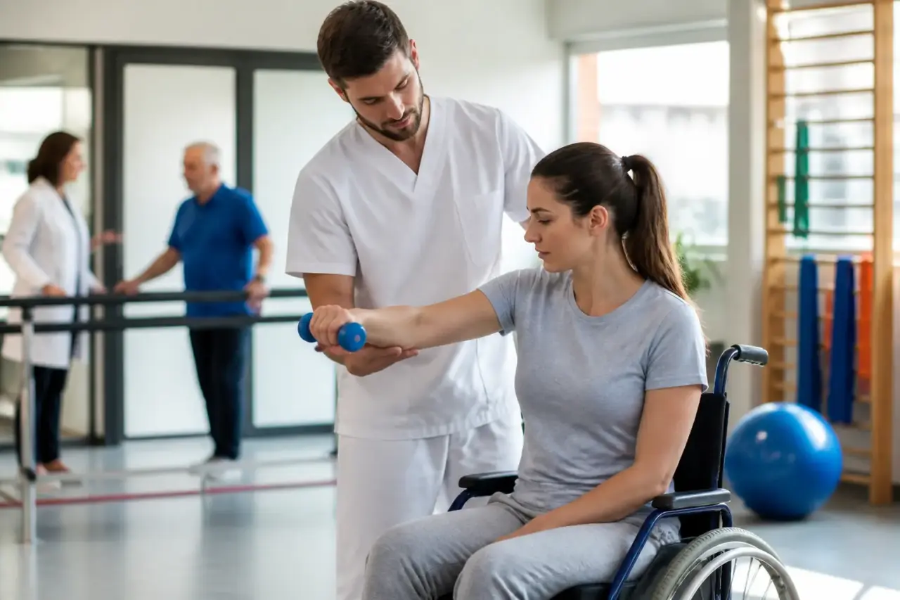 Operatore OSSS impegnato in un’attività assistenziale con l’équipe sanitaria